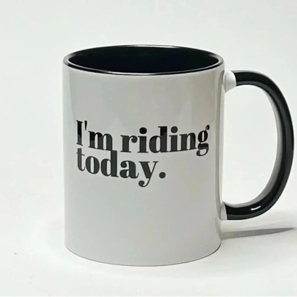 I'm Riding Today Mug Black White Cycling Coffee Cup Bike Bicycling - Picture 1 of 6